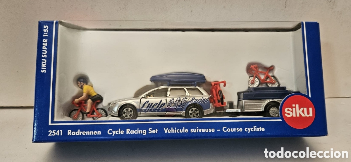 Ma&szlig;stabsgetreue Modelle: SIKU SUPER 2541- SET CARRERA CICLISTA CON BICICLETA Y COCHE AUDI, 1:55 NUEVO