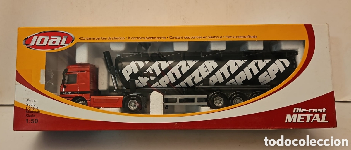 Modelos a escala: JOAL 364- CAMI&Oacute;N MERCEDES ACTROS CISTERNA CEMENTO EN POLVO BASCULANTE ESCALA 1:50, NUEVO