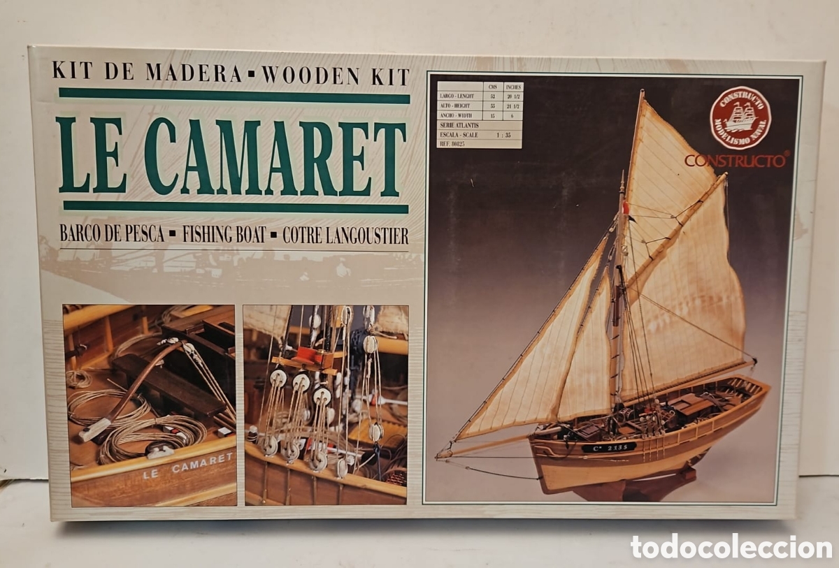 Scale Models: CONSTRUCTO KIT DE MADERA- BARCO DE PESCA LE CAMARET, NUEVO PRECINTADO