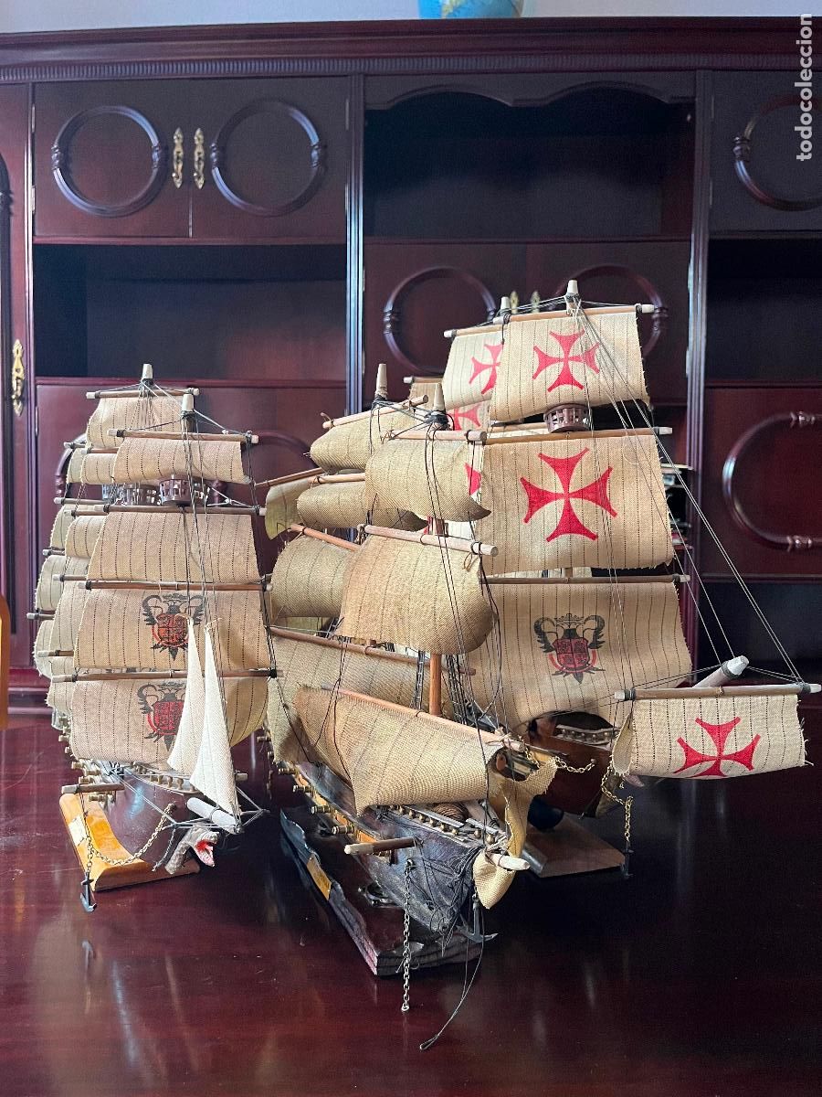 Modelos a escala: Lote de 3 barcos gale&oacute;n espa&ntilde;oles decorativo