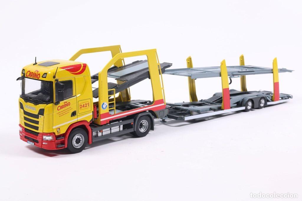 Modelos em escala: Cami&oacute;n portacoches SCANIA 450 S - Transportes Cari&ntilde;o - (A&ntilde;o 2021) Nuevo / Precintado.
