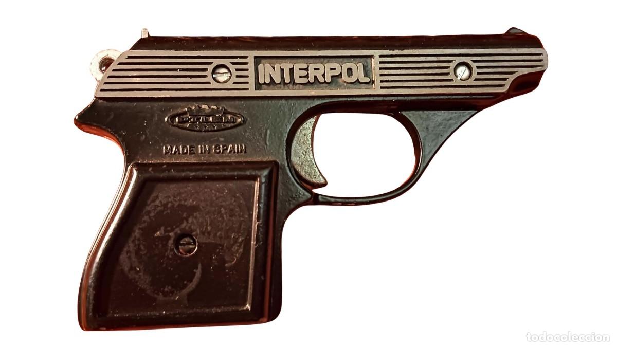 Modelos a escala: PISTOLA DE JUGUETE VINTAGE DE HIERRO FUNDIDO - MARCA INTERPOL - MADE IN SPAIN - A&Ntilde;OS 60-70