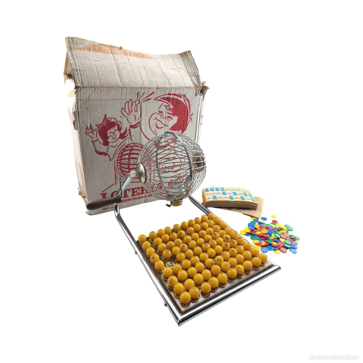 Modelos a escala: Juego de Bingo / Loter&iacute;a Vintage Marig&oacute; con Bombo Met&aacute;lico y Caja Original