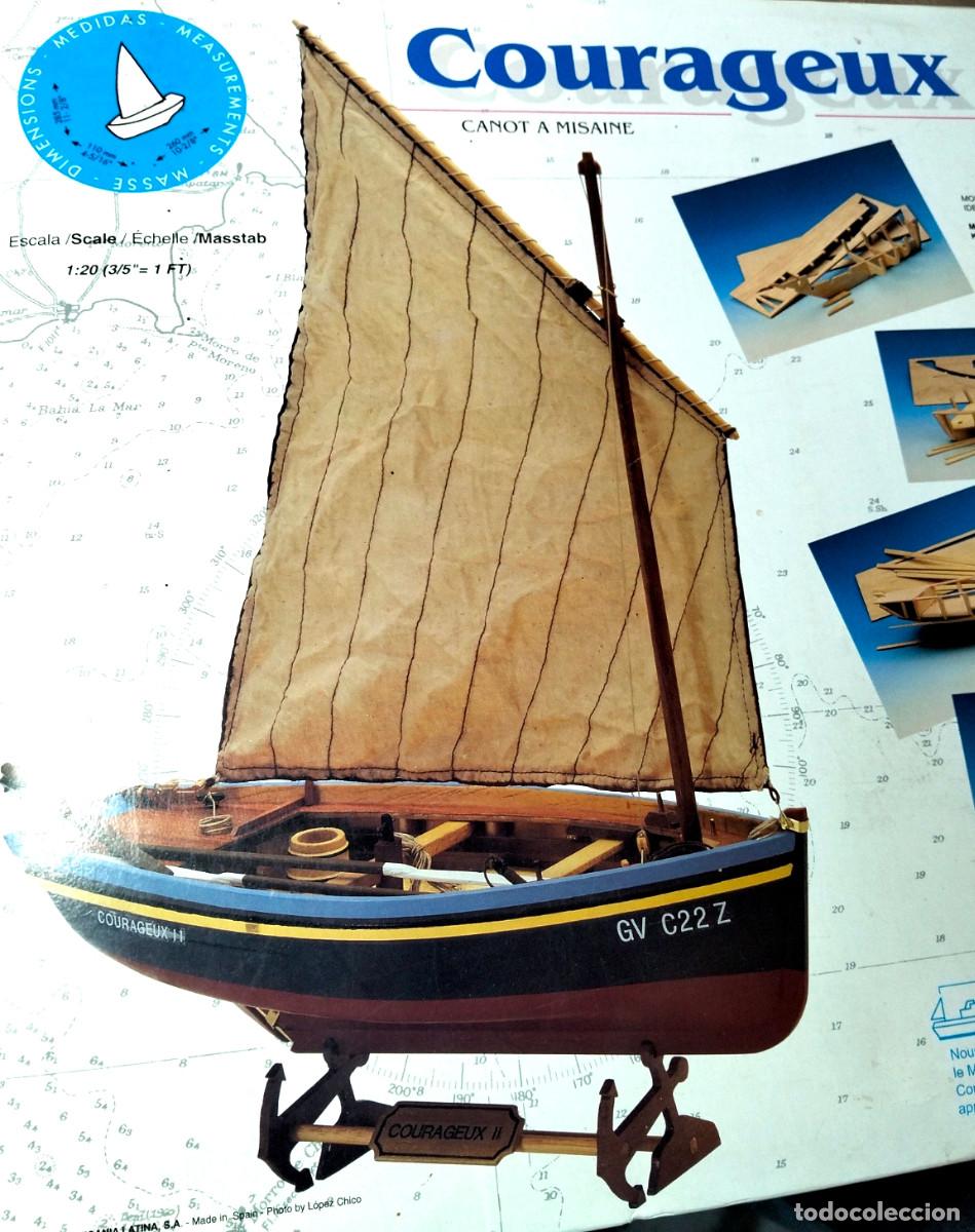 Modelos a escala: Antigua Maqueta Barco Pesquero Franc&eacute;s Courageux II &ndash; Descatalogado. Artesan&iacute;a Latina