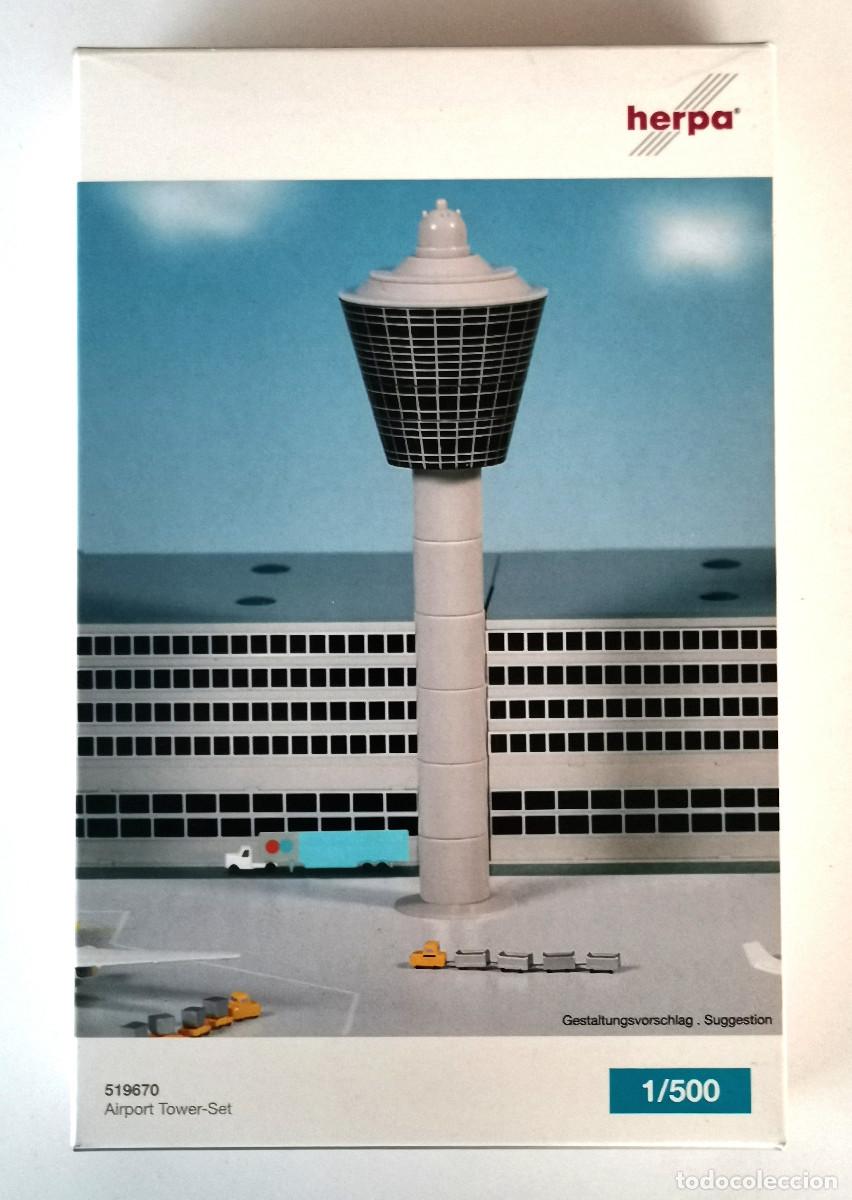 Modelos a escala: Herpa Scenix Series 1:500 ● TORRE CONTROL Aeropuerto (28 piezas, #519670) - NUEVO