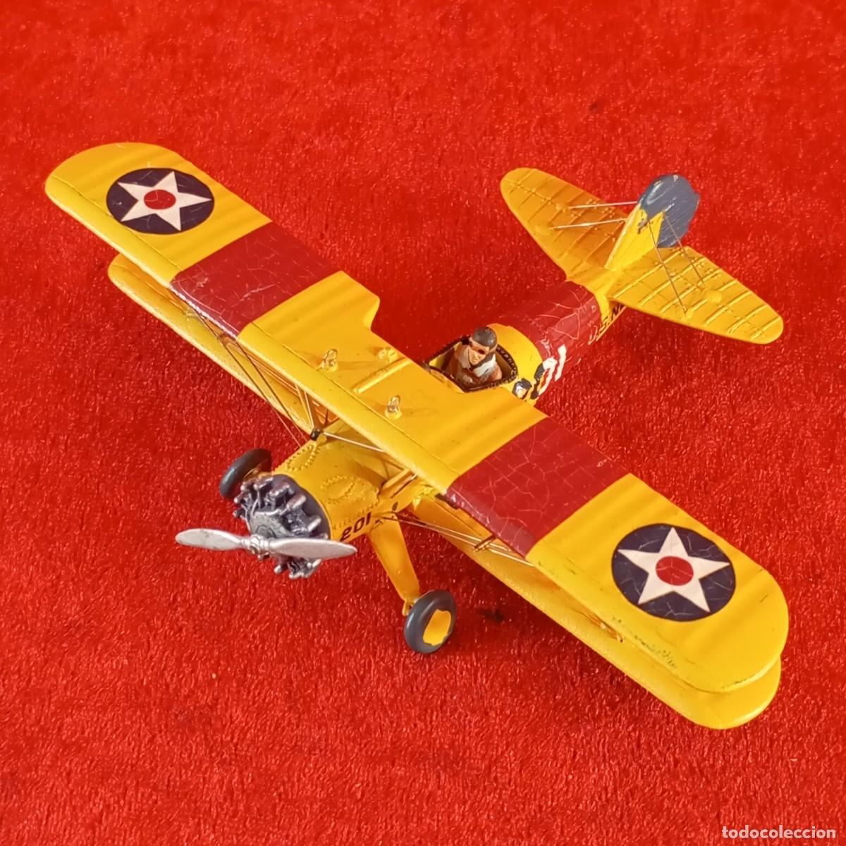 Modelos a escala: BIPLANO DE ENTRENAMIENTO MILITAR - BOEING-STEARMAN MODEL 75 - A ESCALA - VINTAGE - 10 CM LARGO - 08