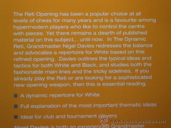 Coleccionismo deportivo: Ajedrez. Chess. The dynamic Reti - Nigel Davies - Foto 4
