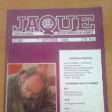 Coleccionismo deportivo: REVISTA DE AJEDREZ JAQUE Nº 182 1 OCTUBRE 1985 AÑO XV CHESS KARPOV KASPAROV GAMBITO DE DAMA