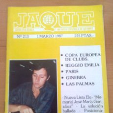 Coleccionismo deportivo: REVISTA DE AJEDREZ JAQUE Nº 213 1 MARZO 1987 AÑO XVII CHESS ELO