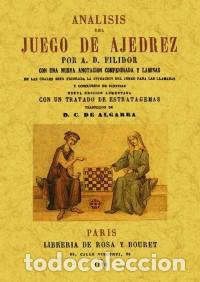Coleccionismo deportivo: Chess. ANALISIS DEL JUEGO DEL AJEDREZ - A. D. Filidor - Foto 1
