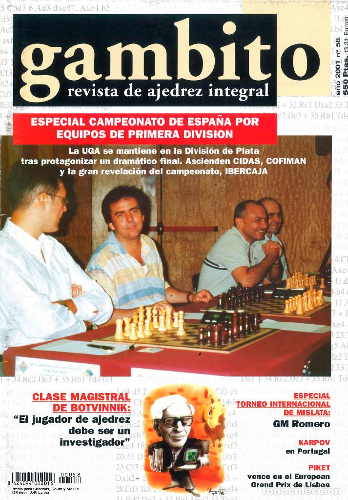 Coleccionismo deportivo: Ajedrez. Revista Gambito 58 2001 - Foto 1