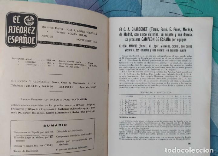 Coleccionismo deportivo: El Ajedrez Espa&ntilde;ol 54 1960 - Foto 2