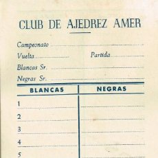 Coleccionismo deportivo: 60/70´S CA. CLUB DE AJEDREZ AMER 19 TARJETAS CONTROL CAMPEONATO, VUELTA, PARTIDA DE CADA JUGADOR. Lote 361877960