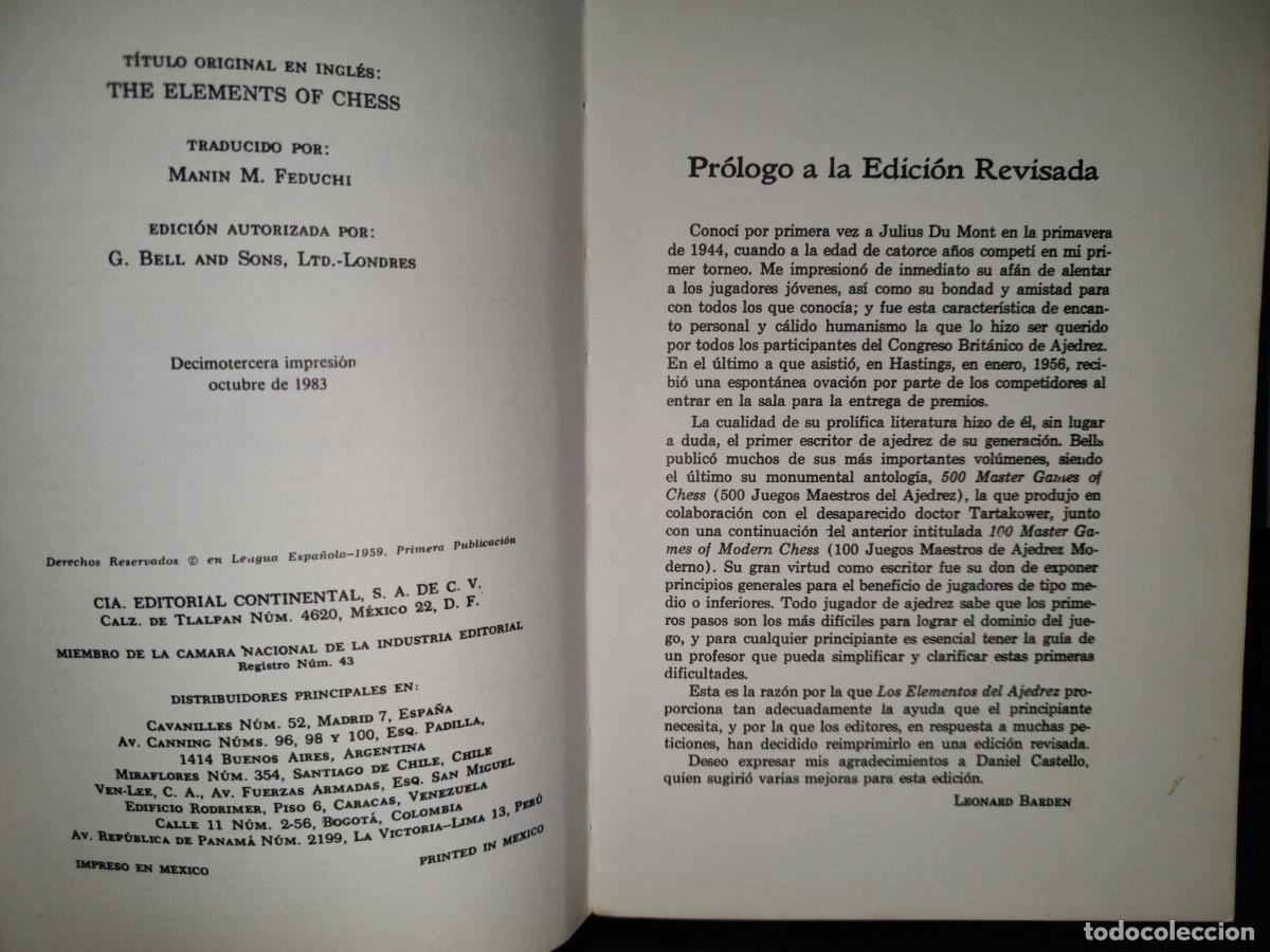 Coleccionismo deportivo: 61- LOS ELEMENTOS DEL AJEDREZ - J. DU MONT - 1983 - Foto 4