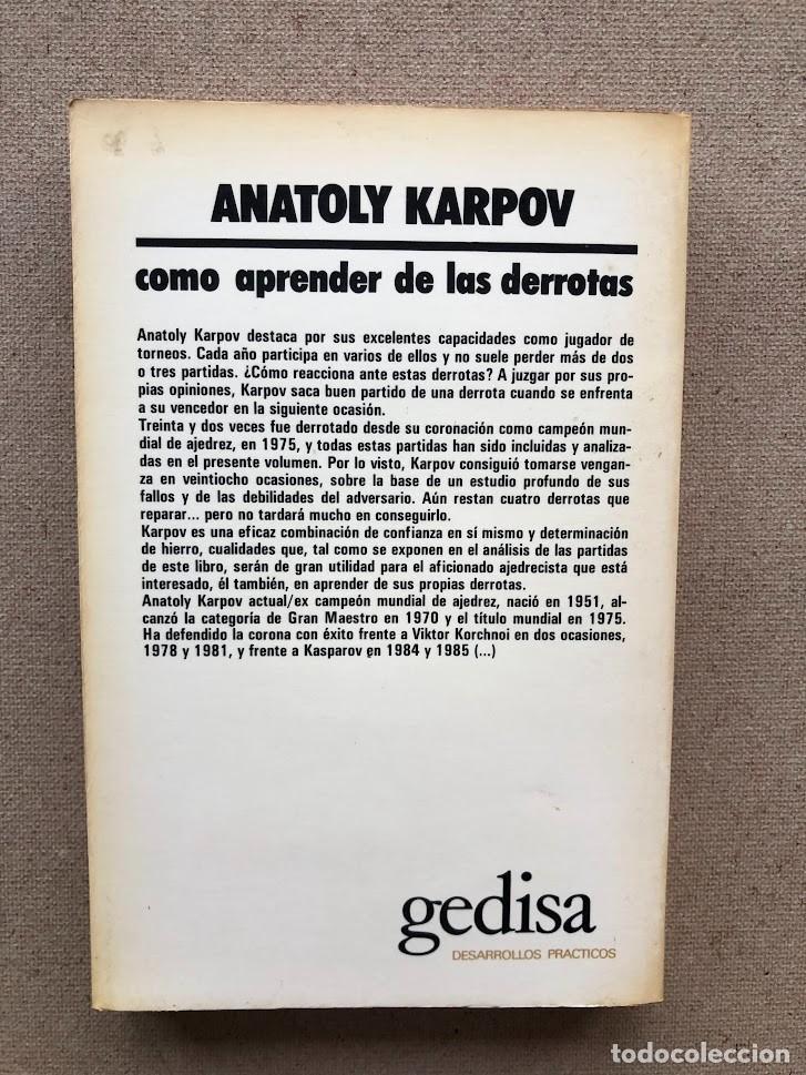 anatoly kárpov cómo aprender de las derrotas li - Comprar Livros antigos de  Xadrez no todocoleccion