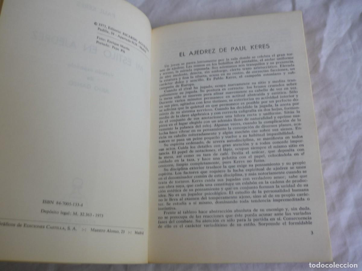 Coleccionismo deportivo: Mi estilo en Ajedrez Paul Keres 1973 - Foto 7