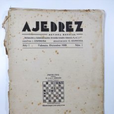 Coleccionismo deportivo: AJEDREZ REVISTA MENSUAL Nº 1 - VALENCIA, DICIEMBRE 1929 - MUY RARA