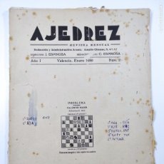 Coleccionismo deportivo: AJEDREZ REVISTA MENSUAL Nº 2 - VALENCIA, ENERO 1930 - MUY RARA