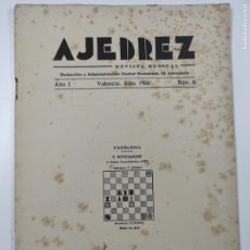 Coleccionismo deportivo: AJEDREZ REVISTA MENSUAL Nº 8 - VALENCIA, JULIO 1930 - MUY RARA