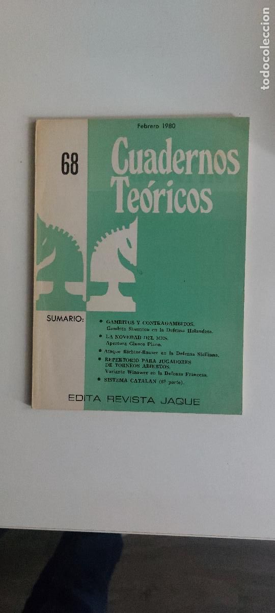 Coleccionismo deportivo: Cuaderno Te&oacute;rico N&ordm; 68 Revista Jaque EL DIFICILISIMO!! - Foto 1