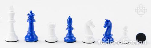 Coleccionismo deportivo: Ajedrez. Chess. Chessmen, plastic, white-blue kh 90 mm, plastic bag - Foto 1