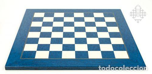 Coleccionismo deportivo: Ajedrez. Chess. Chessboard Blue de Luxe, sq 45 mm - Foto 1