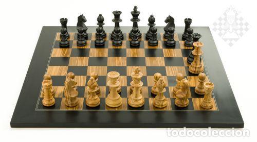 Coleccionismo deportivo: Ajedrez. Chess set Black Olive De Luxe sq 50mm - Foto 1