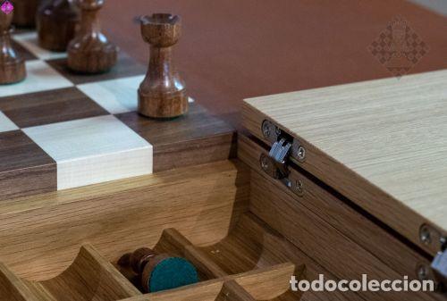 Coleccionismo deportivo: Ajedrez. Daniel Weil Design chess table oak-leather - board walnut-maple - Foto 2