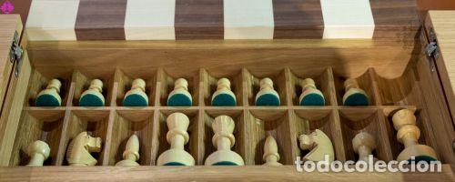 Coleccionismo deportivo: Ajedrez. Daniel Weil Design chess table oak-leather - board walnut-maple - Foto 3