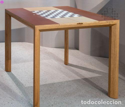 Coleccionismo deportivo: Ajedrez. Daniel Weil Design chess table oak-leather - board walnut-maple - Foto 4