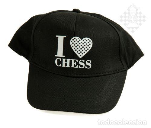 Coleccionismo deportivo: Ajedrez. Basecap I Love Chess, cotton, black adjustable size - Foto 1