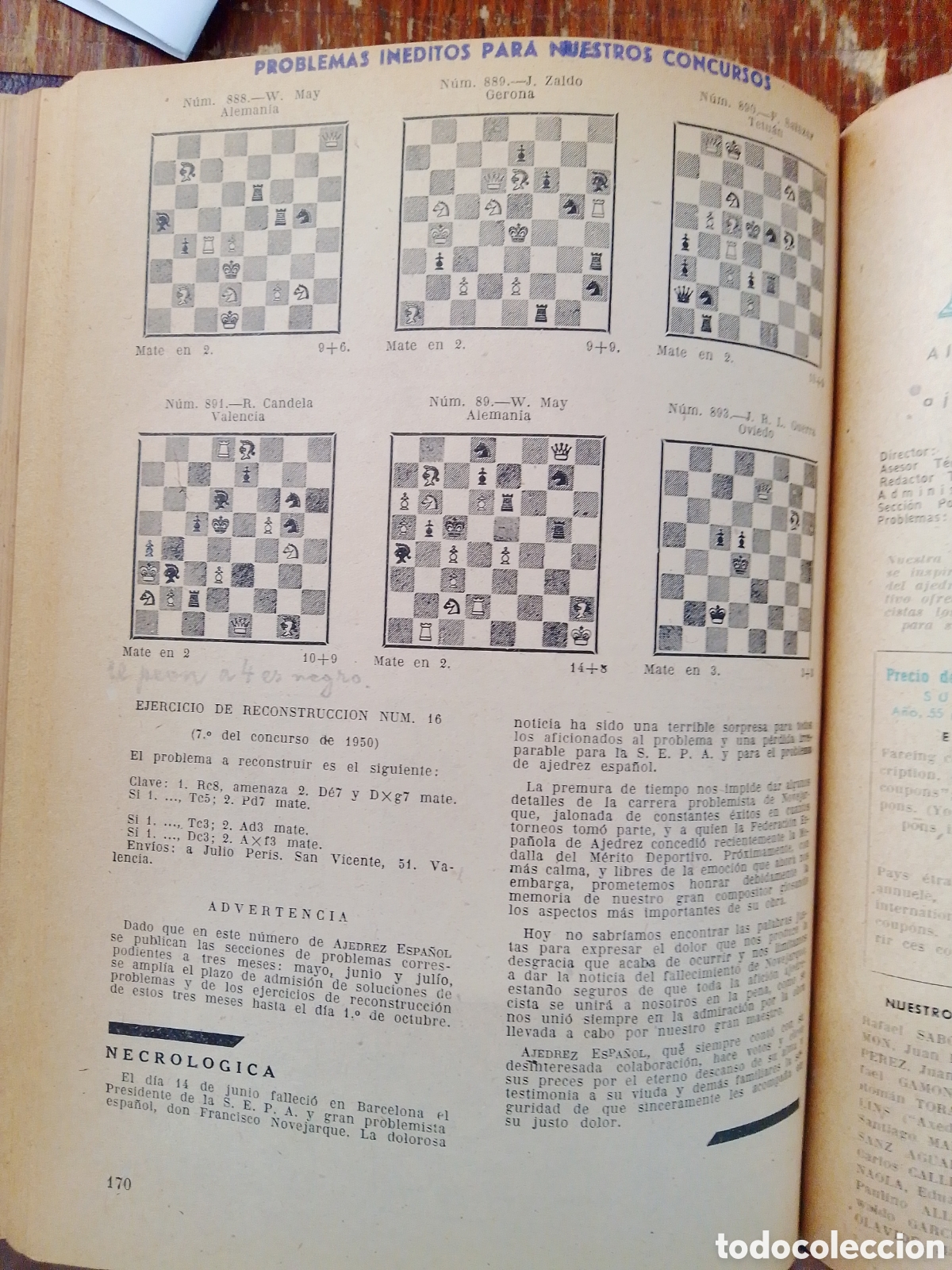 Coleccionismo deportivo: AJEDREZ ESPA&Ntilde;OL. NUM. 97-NUM 108. ENERO, 1950. - Foto 2