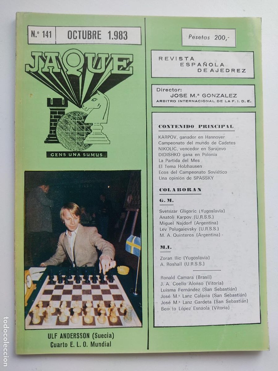 Coleccionismo deportivo: Revista Jaque 141. Octubre 83. Ajedrez. - Foto 1