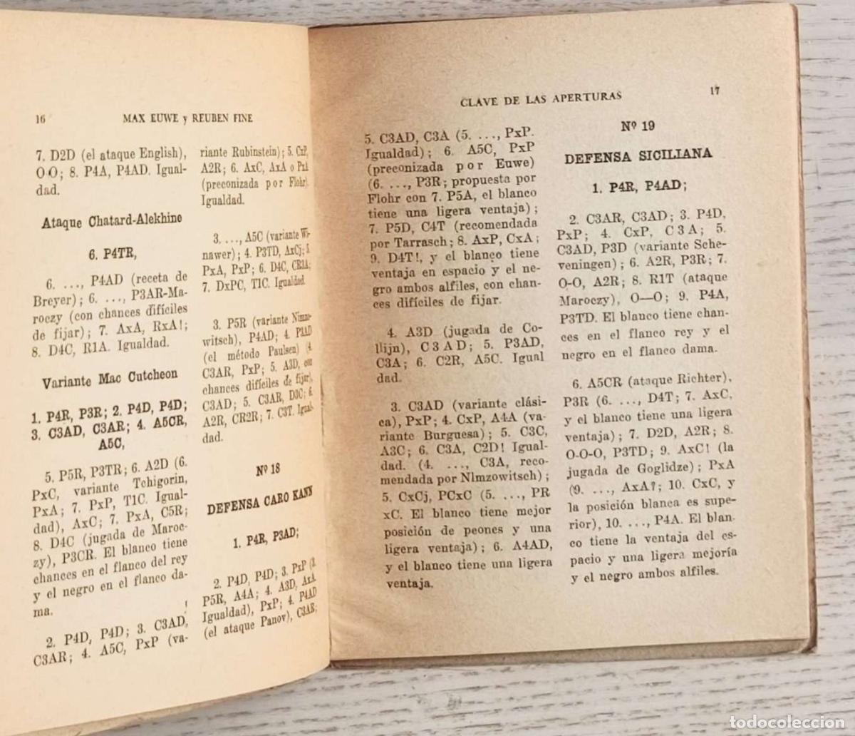 Coleccionismo deportivo: CLAVE DE LAS APERTURAS - EUWE, Max - FINE, Reuben - Foto 2
