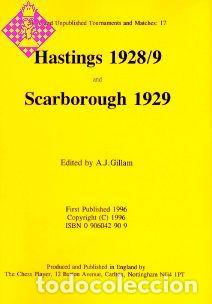 Coleccionismo deportivo: Ajedrez. Chess. Hastings 1928-9, Scarborough 1929 - Anthony J. Gillam