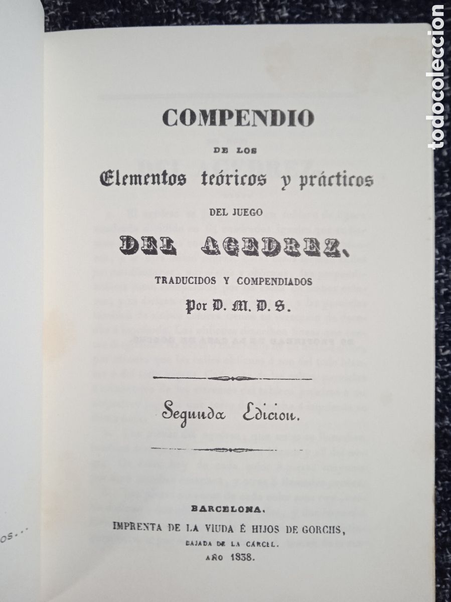 Coleccionismo deportivo: Compendio de los elementos te&oacute;ricos y pr&aacute;cticos del juego del agedrez - Edici&oacute;n Facs&iacute;mil de 1938 - Foto 2