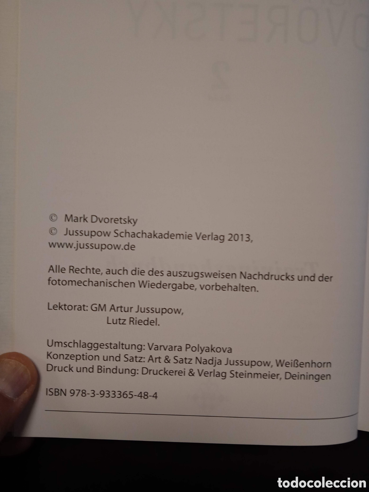 Coleccionismo deportivo: TRAININGSHANDBUCH BAND 2 AUSSCHLUSSMETHODE & FALLENSPIEL - MARK DVORETSKY - AJEDREZ EN ALEM&Aacute;N - Foto 3