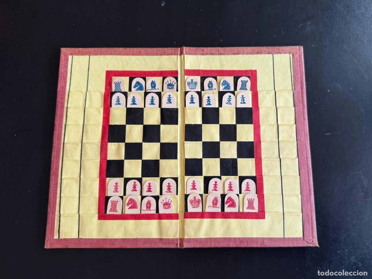 Coleccionismo deportivo: Ajedrez de Bolsillo The Economic Chess Board 1845 Completo con Sobre Original Longman - 32 Piezas