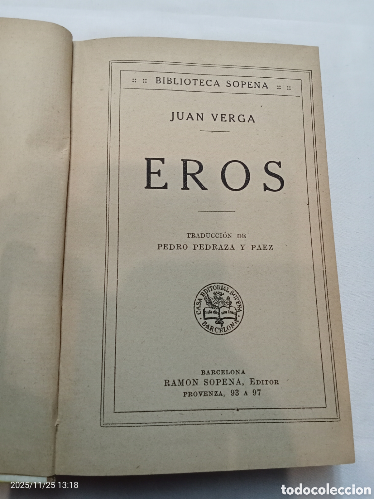 Libros: Libro Eros Juan Verga Biblioteca Sopera 17 - Foto 4