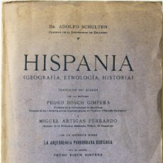 Libros antiguos: HISPANIA. (GEOGRAFÍA, ETNOLOGÍA, HISTORIA.) - SCHULTEN, ADOLFO. - BARCELONA, 1920.