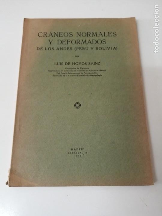 CRANEOS NORMALES Y DEFORMADOS DE LOS ANDES ANTROPOLOGIA MUY RARO (Libros Antiguos, Raros y Curiosos - Ciencias, Manuales y Oficios - Arqueología)