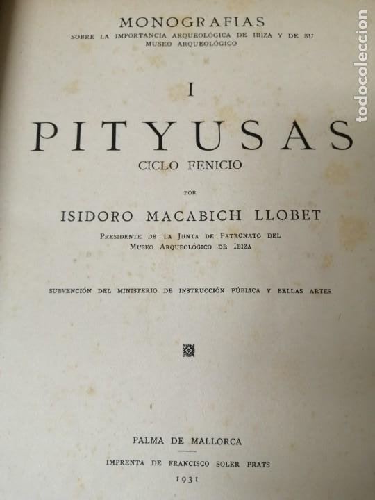 Libros antiguos: PITYUSAS CICLO FENICIO 1931 ARQUEOLOGIA MUY RARO - Foto 2 - 246487670