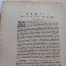 Libros antiguos: HOJA DEL LIBRO: LES PLUS BEAUX MONUMENTS DE ROME ANCIENNE - 1761 - GRABADO JEAN BARBAULT. Lote 401039424
