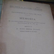 Libros antiguos: MEMORIA EXCAVACIONES EN LA CUEVA DEL SEGRE Nº 7 .JUAN SERRA AÑO 1918