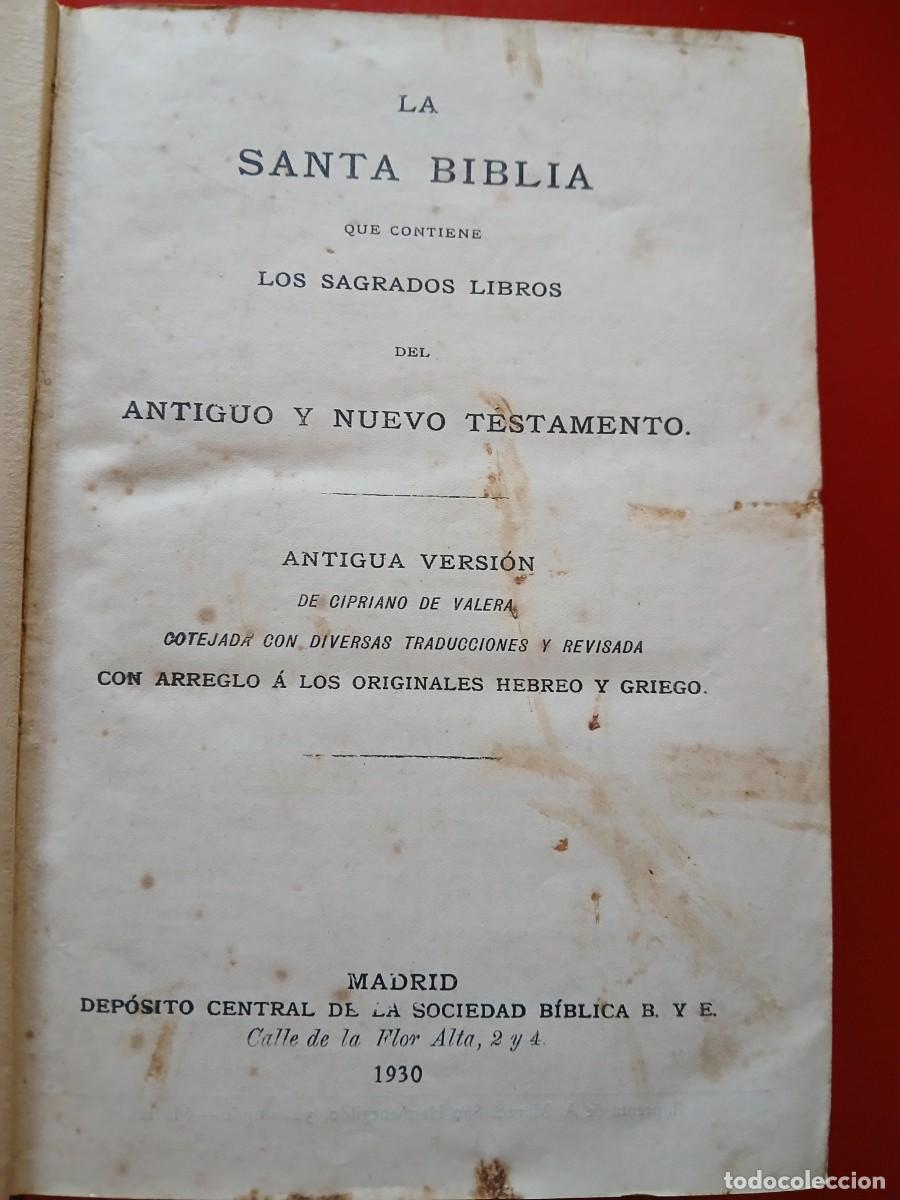 Libros antiguos: SANTA BIBLIA DE 1930 - Foto 2