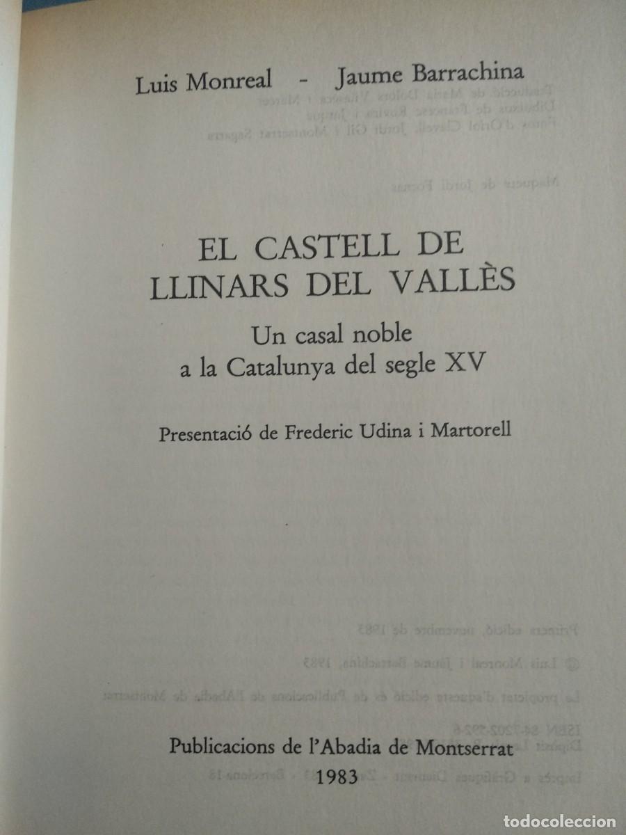 Libros antiguos: El Castell de LLIinars del valles - Foto 2