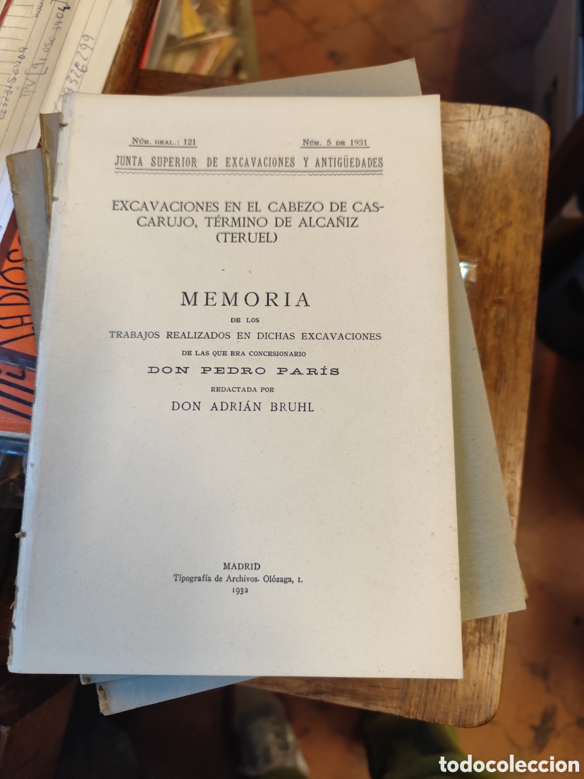 Libros antiguos: Excavaciones en El Cabezo de Cascarujo, T&eacute;rmino de Alca&ntilde;iz (Teruel) por Adri&aacute;n Bruhl 1932