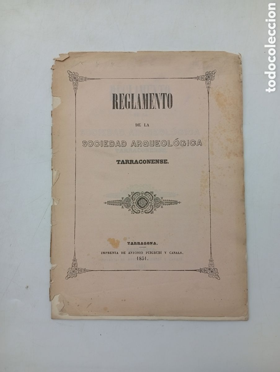 Antiquarische B&uuml;cher: Reglamento de la sociedad arqueologica tarraconense 1851 Tarragona