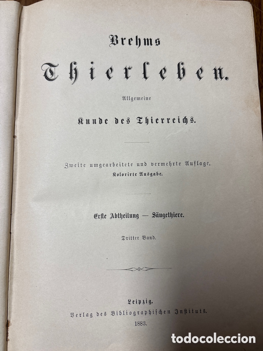 Libros antiguos: Brehms Thierleben. Allgemeine Kunde des Thierreich