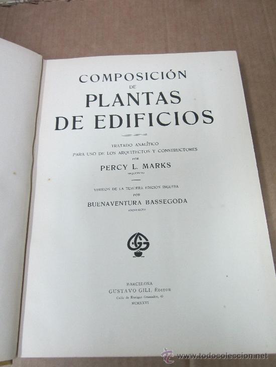 Libros antiguos: Composicion de Plantas de Edificios, Percy L.Marks - Foto 2